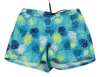 Tyrkysovo-limetkové plážové kraťasy s lístky Olaian