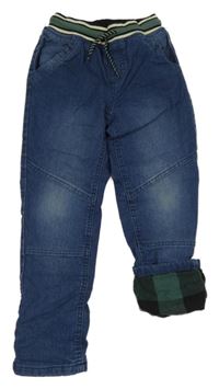 Tmavomodré podšité teplákové rifle s pleteným pasem 