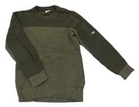 Khaki žebrovaný svetr s nášivkou F&F