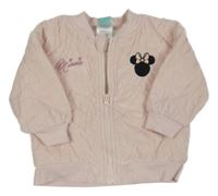 Světlerůžová sametová zateplená propínací mikina s Minnie Disney 