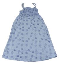 Modré melírované třpytivé puntíkaté letní šaty YIGGA
