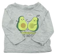 Šedé melírované triko s avokády a nápisem C&A