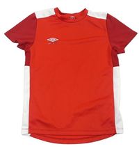 Červeno-bílo-tmavočervené funkční sportovní tričko s logem UMBRO