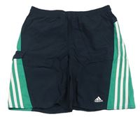 Tmavomodro-zelené plážové kraťasy s kapsou Adidas