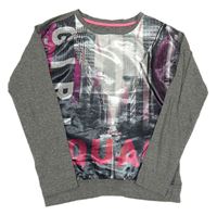 Tmavošedo/růžovo-černé melírované mikinotriko s potiskem Blu Kids