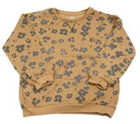 Světlehnědo-hnědo-tmavošedá puntíkatá vzorovaná mikina F&F