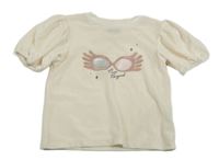 Smetanové sametové tričko s brýlemi - Harry Potter 