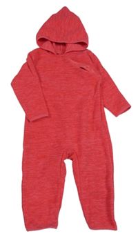 Jahodovo-růžová melírovaná fleecová kombinéza s kapucí JAKO-O