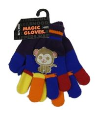 Nové - safírovo-lilkovo-barevné prstové rukavice s opičkou 