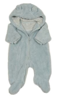 Světlemodrá chlupatá kombinéza s kapucí s oušky Next