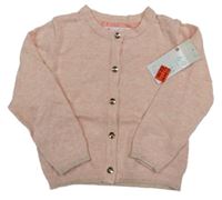 Nové - světlerůžový melírovaný propínací svetr PRIMARK