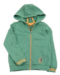 Zelenoolivová propínací mikina s výšivkou a pruhy a kapucí S. Oliver