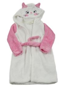 Bílo-růžový plyšový župan s kapucí - kočička orsolino