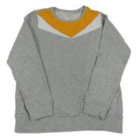 Šedo-bílo-hořčicová melírovaná mikina 