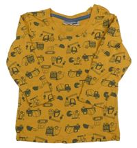 Hořčicové triko se stavebními stroji Ergee