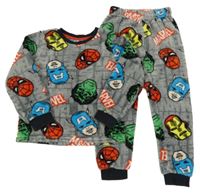 Šedo-černé melírované plyšové pyžamo s Avengers Nutmeg