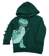 Smaragdová mikina s dinosaurem a ostny a kapucí George