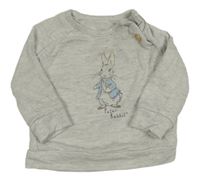 Světlešedý melírovaný úpletový svetr s králíčkem - Peter Rabbit George
