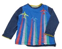 Modro-tmavomodrá melírovaná mikina s letadly TED BAKER