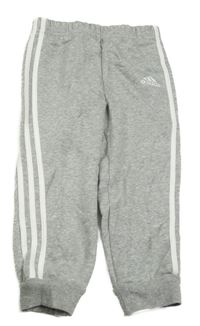 Šedo-bílé melírované teplé tepláky Adidas