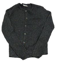 Černo-barevný melírovaný žebrovaný propínací svetr se třpytkami Matalan