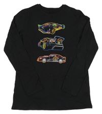 Černé triko s auty St. Bernard