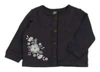 Tmavošedá propínací mikina s kytičkami F&F