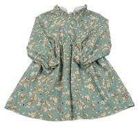 Olivové šaty s kytičkami 