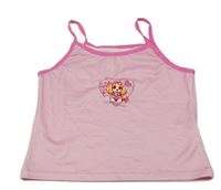 Světlerůžovo-růžový pruhovaný top se srdíčkem s pejskem SHEIN