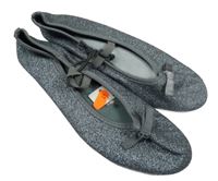 Nové - modrošedé třpytivé baleríny s mašlí St. Bernard vel. 35