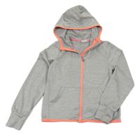 Světlešedá melírovaná propínací sportovní mikina s kapucí H&M