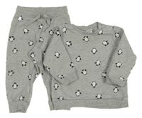 2Set - Šedá melírovaná mikina s tučňáčky + tepláky H&M