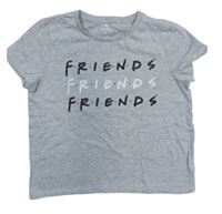 Šedé melírované crop tričko s nápisy FRIENDS M&S