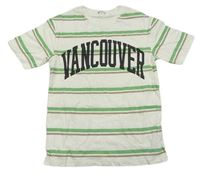 Bílo-zeleno-béžové pruhované tričko s nápisem zn. H&M