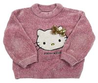 Starorůžový žinylkový svetr s Hello Kitty zn. C&A