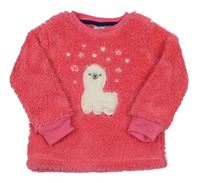 Tmavorůžová chlupatá mikina s lamou Pocopiano