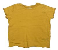 Okrové žebrované crop tričko Primark