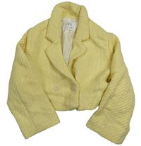 Žluto-bílé pruhované crop sako Zara