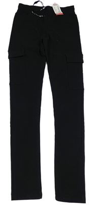Černé teplákové cargo skinny kalhoty Pep&Co