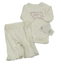 2set - Smetanové puntíkaté body s nápisem + lehké tepláky George