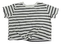 Bílo-černé pruhované crop tričko s uzlem H&M