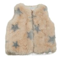 Růžová kožešinová podšitá vesta s hvězdami F&F