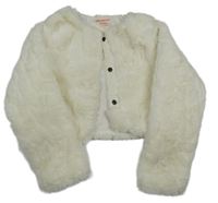 Smetanová kožešinová podšitá crop bunda