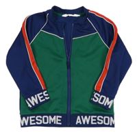 Zeleno-tmavomodro-červená sportovní propínací mikina H&M