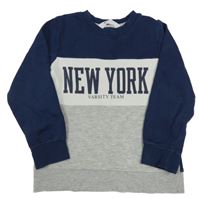 Tmavomodro-světlešedo-šedá mikina s nápisem H&M