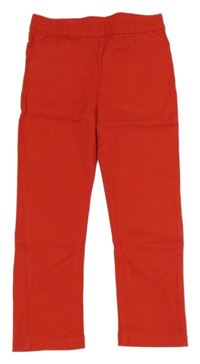 Červené plátěné elastické kalhoty