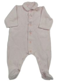 Světlerůžový sametový overal s límečkem Petit Bateau