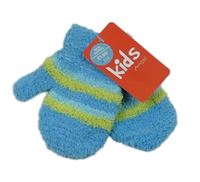 Nové - Modro-limetkové chlupaté palcové rukavice s pruhy