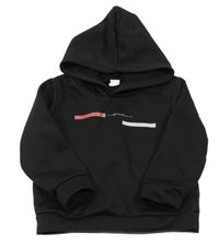 Černá mikina s pruhy s nápisem a kapucí Shein