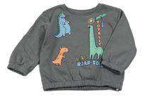 Tmavošedá mikina s dinosaury Primark